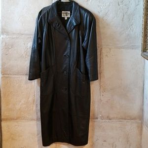 Vintage LNR Long Black Leather Jacket